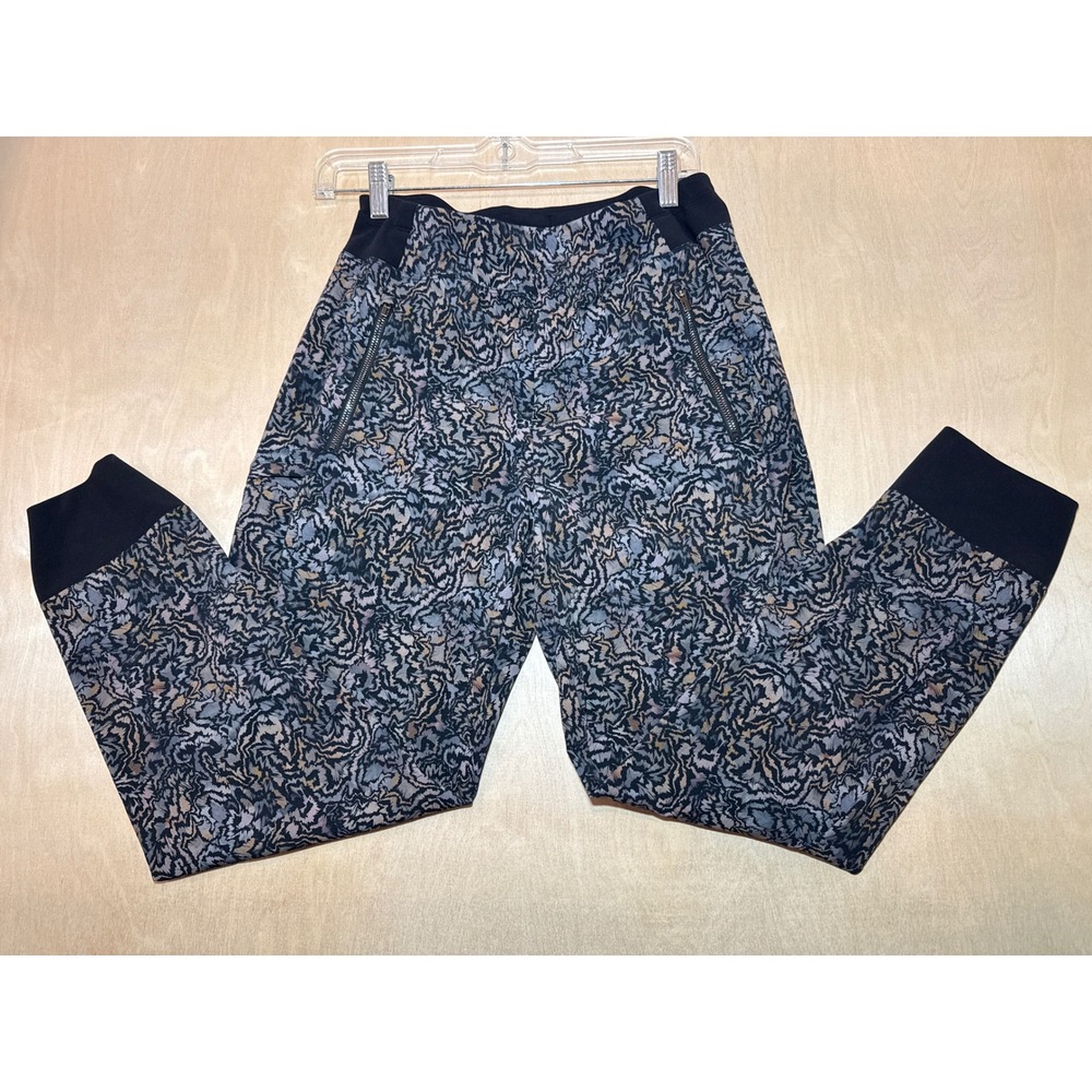 Athleta Gray Blue Abstract Print Joggers Zipper Pockets Petite 6P